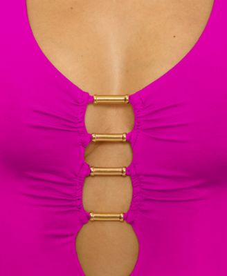 Women's Color Code Cut-Out One-Piece Swimsuit