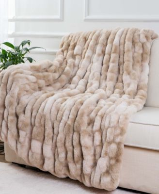 Fuzzy Faux Fur Throw, 60" x 50"