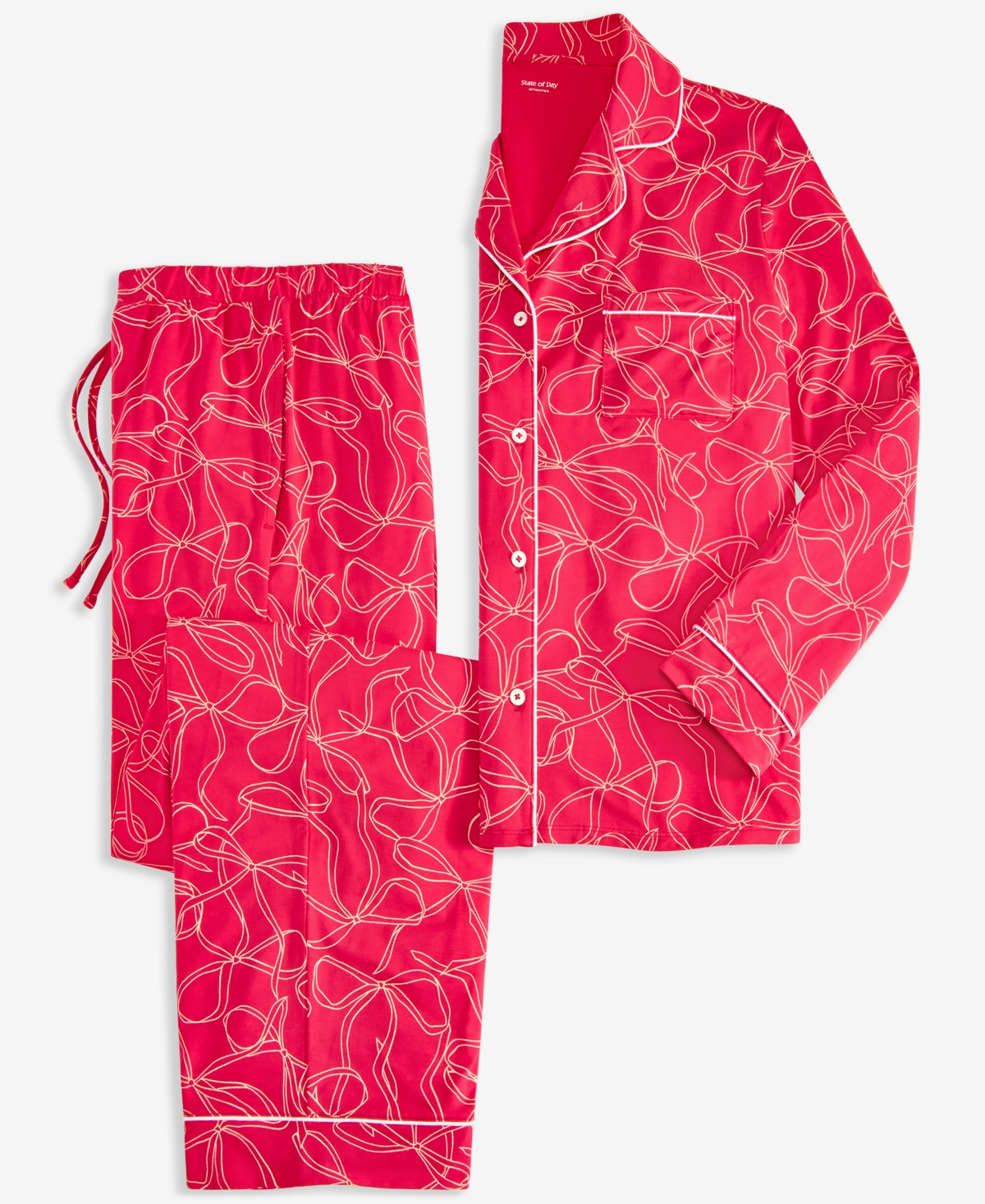 State of Day Women's Packaged Notched-Collar Pajama Set Xs-3X