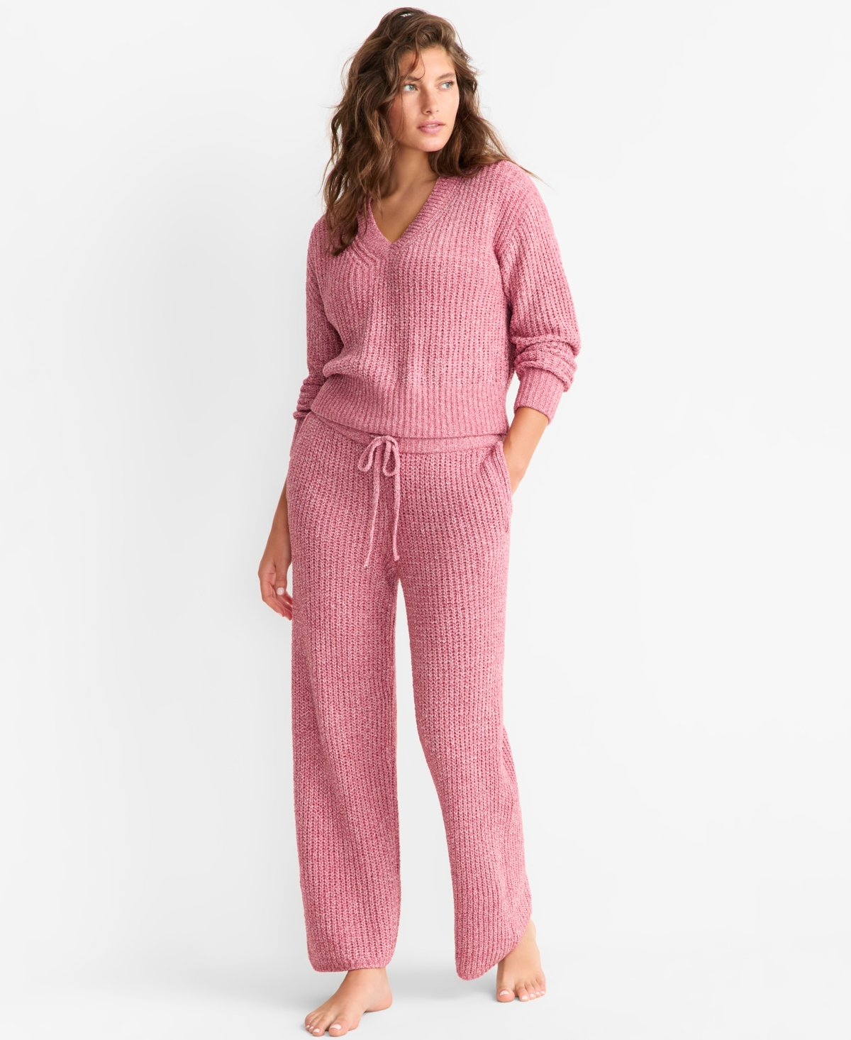 State Of Day Women's Chenille Sweater & Pant Set, Xs-3x, Macy's Exclusive In Pink