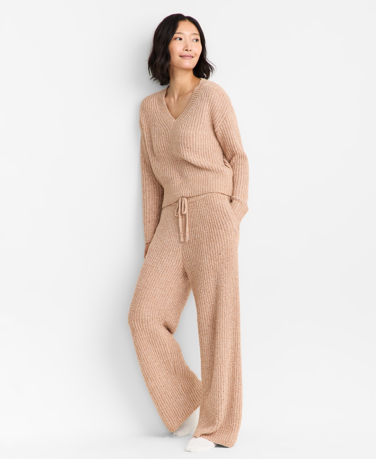 State Of Day Women's Chenille Sweater & Pant Set, Xs-3x, Macy's Exclusive In Brown