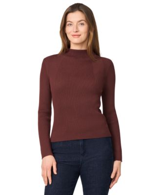 Women's Mock-Neck Rib-Knit Sweater, PXS-XL