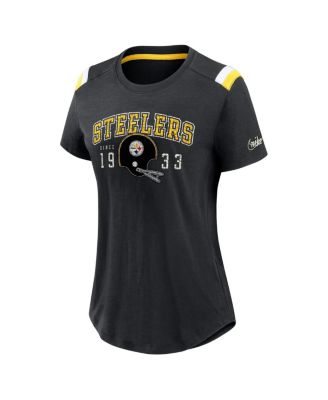 Women's&nbsp;Heather Black Pittsburgh Steelers Historic Slub Fashion T-Shirt