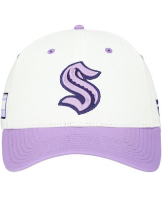 Мужская регулируемая шляпа Fanatics, белая/лавандовая, Seattle Kraken Authentic Pro Hockey борется с раком