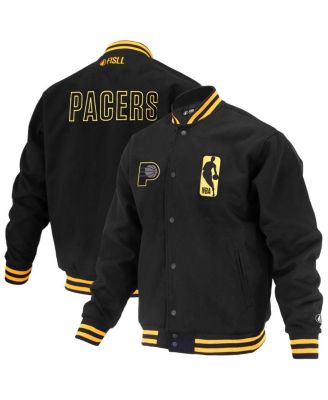 FISLL - Men's and Women's Black Indiana Pacers Logoman Shadow Collection Full-Snap Varsity Jacket