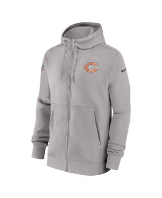 Мужская серая толстовка Nike Chicago Bears 2023/24 Sideline Club с капюшоном на молнии
