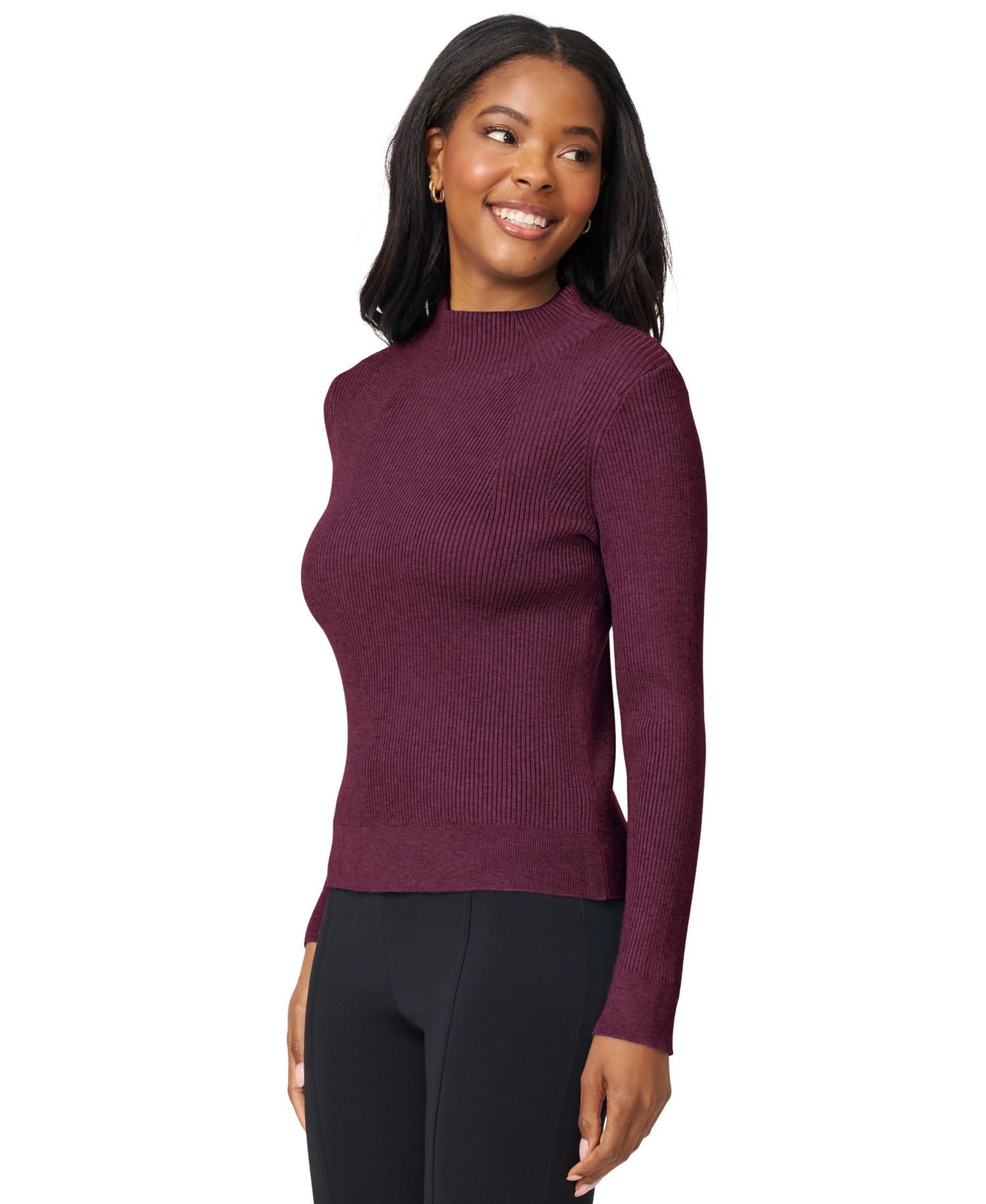 Women's Mock-Neck Rib-Knit Sweater