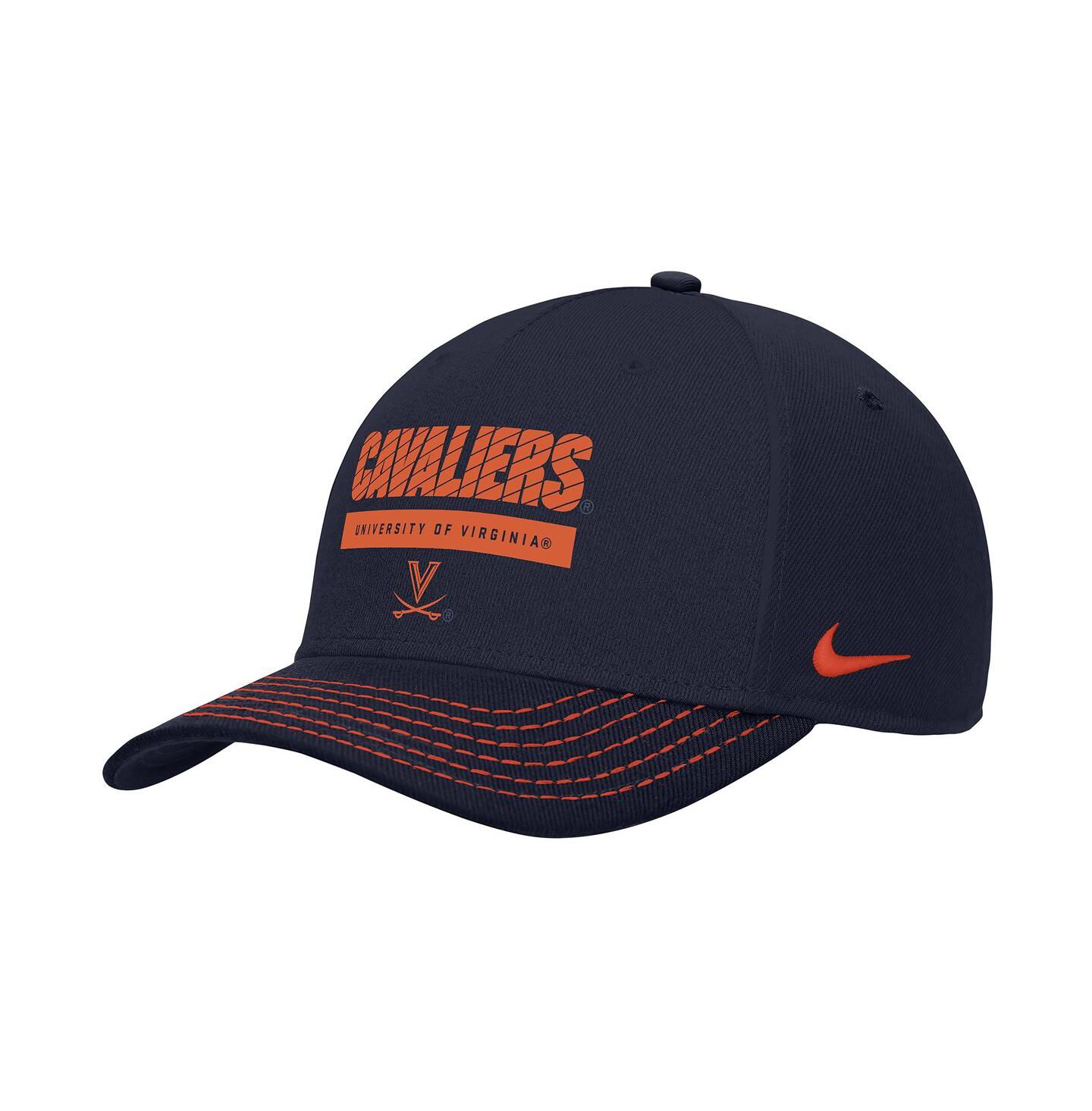Мужская кепка Nike Navy Virginia Cavaliers 2024 Sideline Rise Performance Adjustable Hat — фото 1