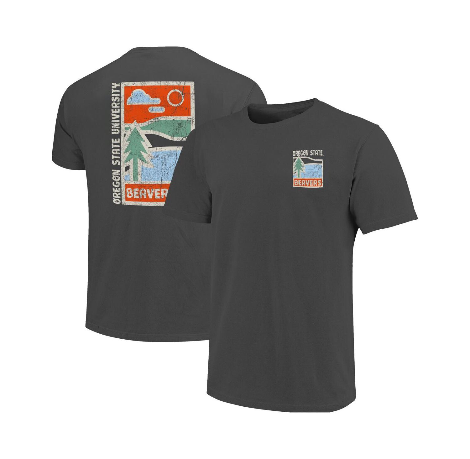 Men's Graphite Oregon State Beavers Comfort Colors Minimal Vista Distressed Graphics T-Shirt