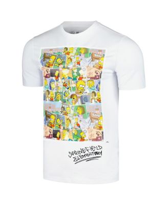 Men's and Women's White the Simpsons Springfield Elementary Postcards T-Shirt