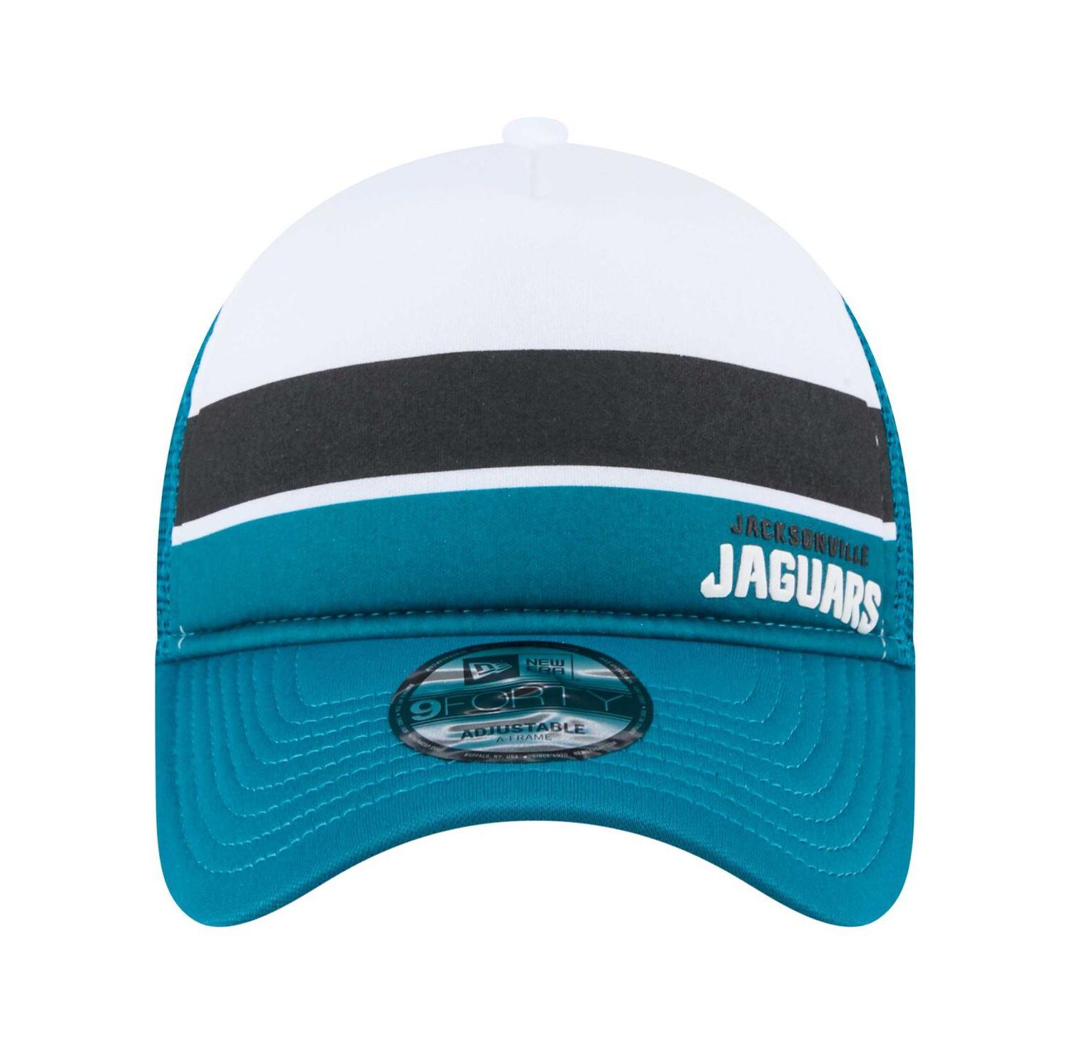Men's White/Teal Jacksonville Jaguars Color Block 9FORTY A-Frame Trucker Adjustable Hat