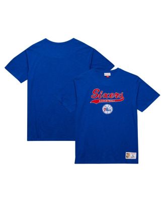 Mitchell & Ness - Men's Royal Philadelphia 76ers Hardwood Classics Felt Applique Slub T-Shirt