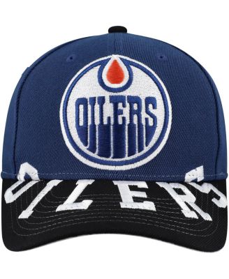 Мужская темно-синяя /черная кепка Mitchell & Ness Edmonton Oilers Under Arch с двухцветной застежкой Pro Crown Snapback