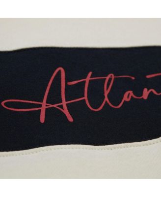 Women's Red/Black Atlanta Braves Cooperstown Collection Blocked Fleece Pullover Sweatshirt