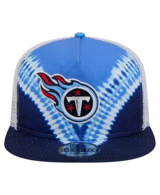 Мужская кепка-снэпбэк для гольфа Tennessee Titans Throwback Dye от New Era для мужчин светло-голубого / темно-синего цвета