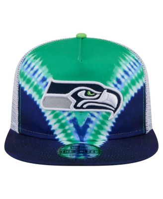 Мужская кепка-снэпбэк для гольфа New Era, неоново-зеленая / цвета колледжа, темно-синяя, Seattle Seahawks, с откидывающейся спинкой