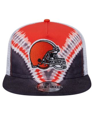 Мужская кепка-снэпбэк для гольфа New Era, оранжево-черная Cleveland Browns, с откидывающейся спинкой и красителем