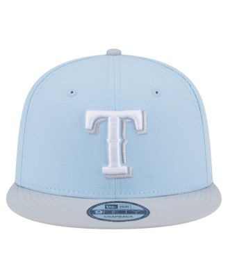 Мужская светло-голубая /серая кепка-бейсболка Texas Rangers 2-тонной расцветки New Era из коллекции 9FIFTY Snapback