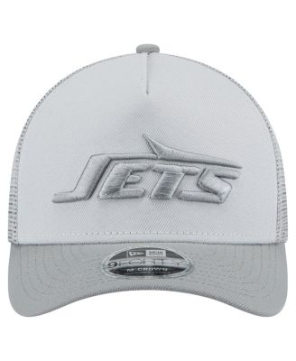 Мужская серая шляпа New York Jets Domain A-образной формы Trucker 9FORTY с регулируемой длиной.