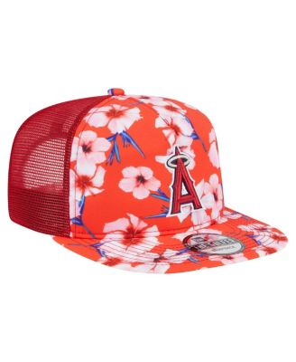 Men's Red Los Angeles Angels Adventure Pattern Golfer Trucker Snapback Hat