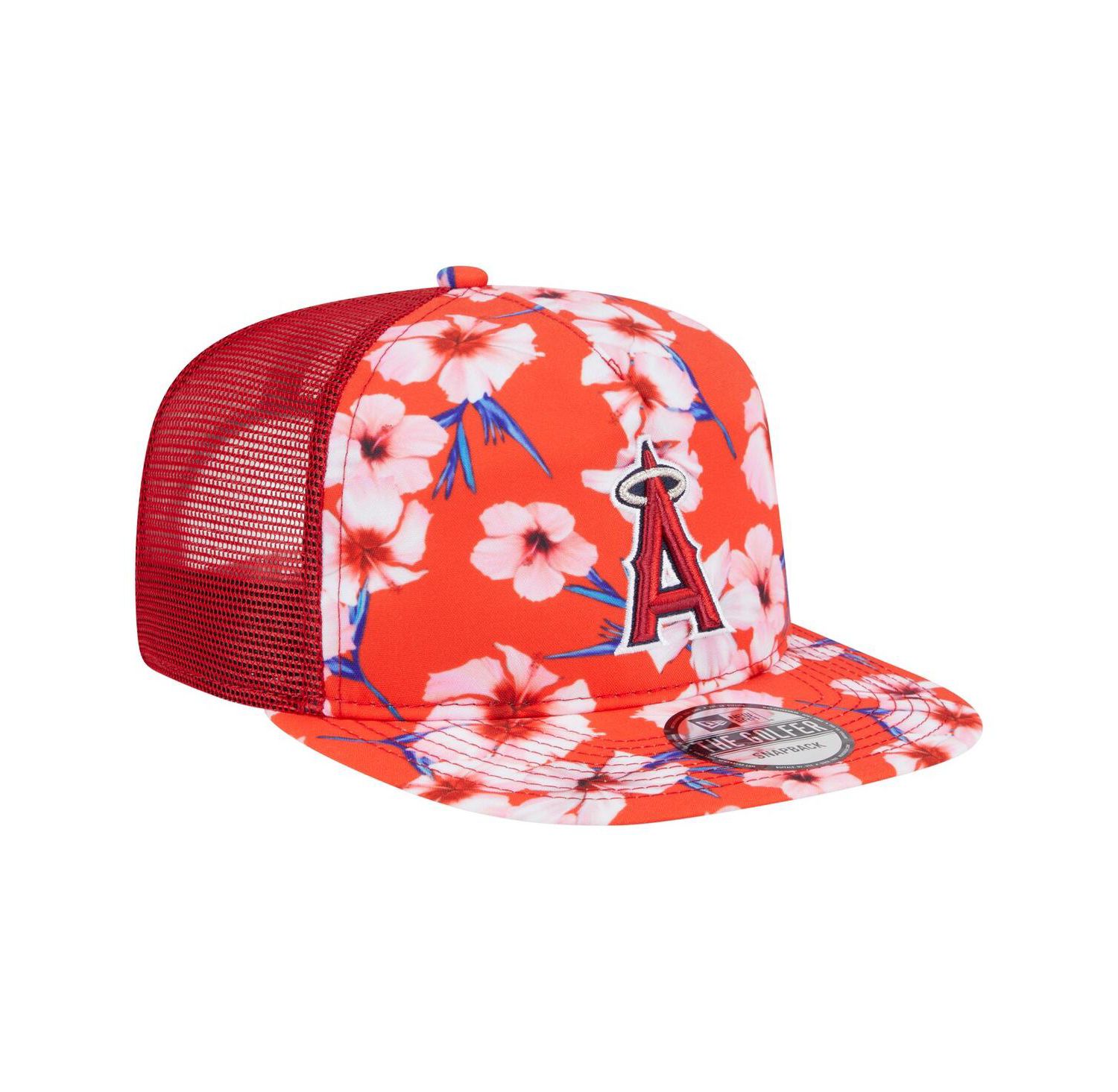 Men's Red Los Angeles Angels Adventure Pattern Golfer Trucker Snapback Hat
