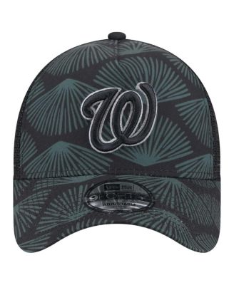 Men's Black Washington Nationals 9FORTY A-Frame Trucker Adjustable Hat