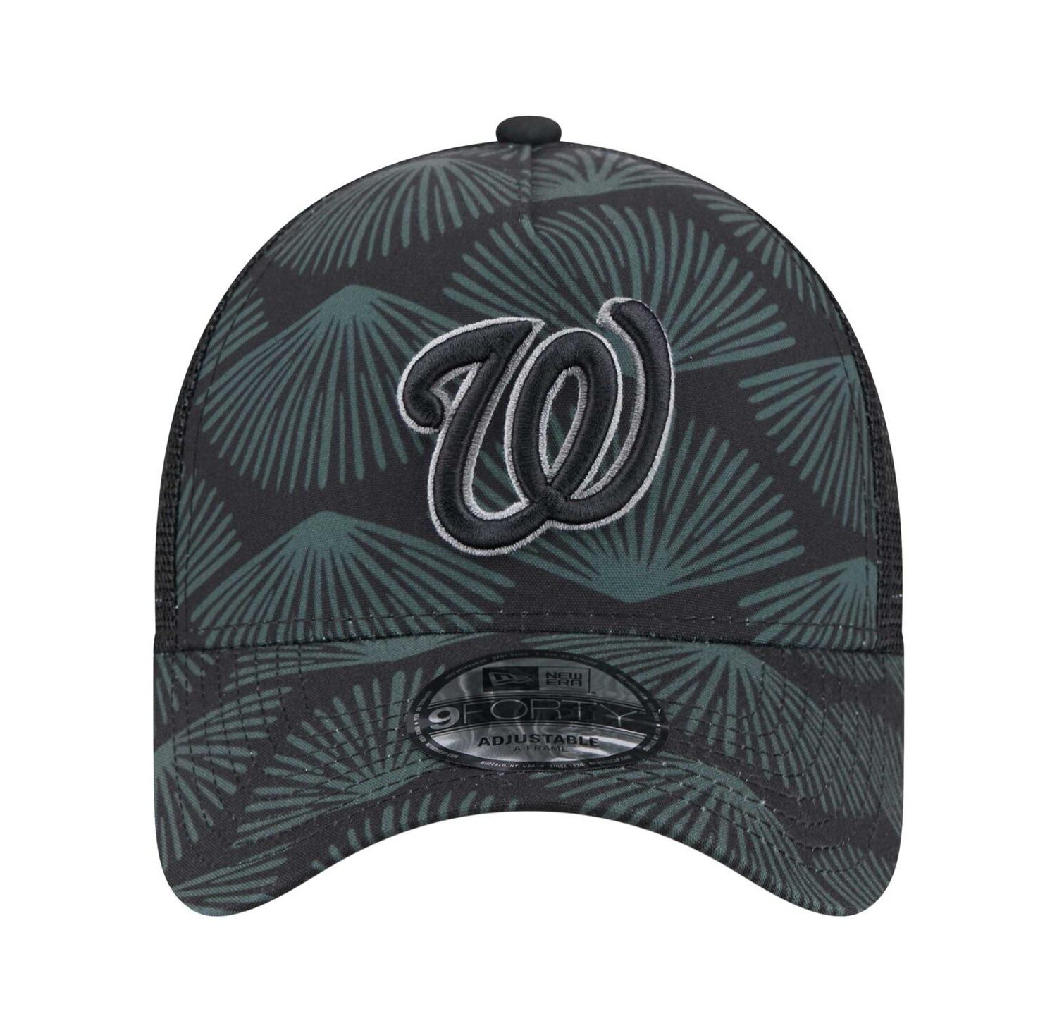Men's Black Washington Nationals 9FORTY A-Frame Trucker Adjustable Hat