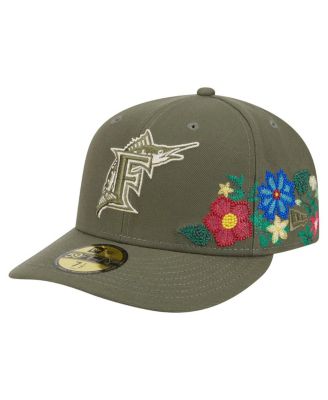 New Era - Men's Olive Florida Marlins Cooperstown&nbsp;Collection Tonal Florals 59FIFTY Fitted Hat