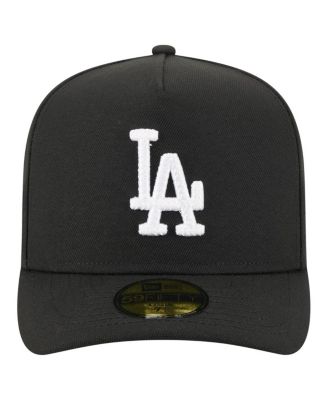 Мужская черная приталенная шляпа New Era с английской булавкой Los Angeles Dodgers Script 59 в А-образной оправе.