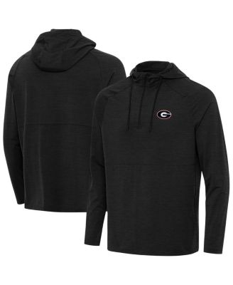 Antigua - Men's Heather Black Georgia Bulldogs Spikes Quarter-Zip Hoodie
