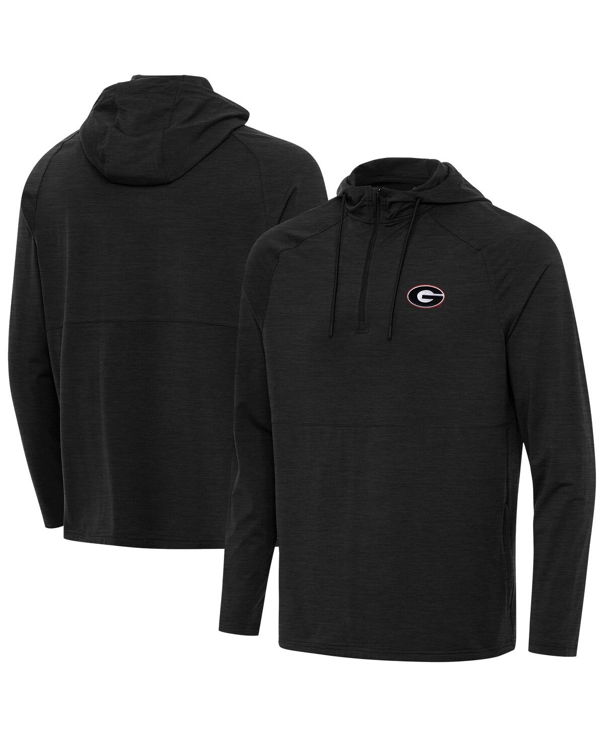 Men's Heather Black Georgia Bulldogs Spikes Quarter-Zip Hoodie - Heather Black