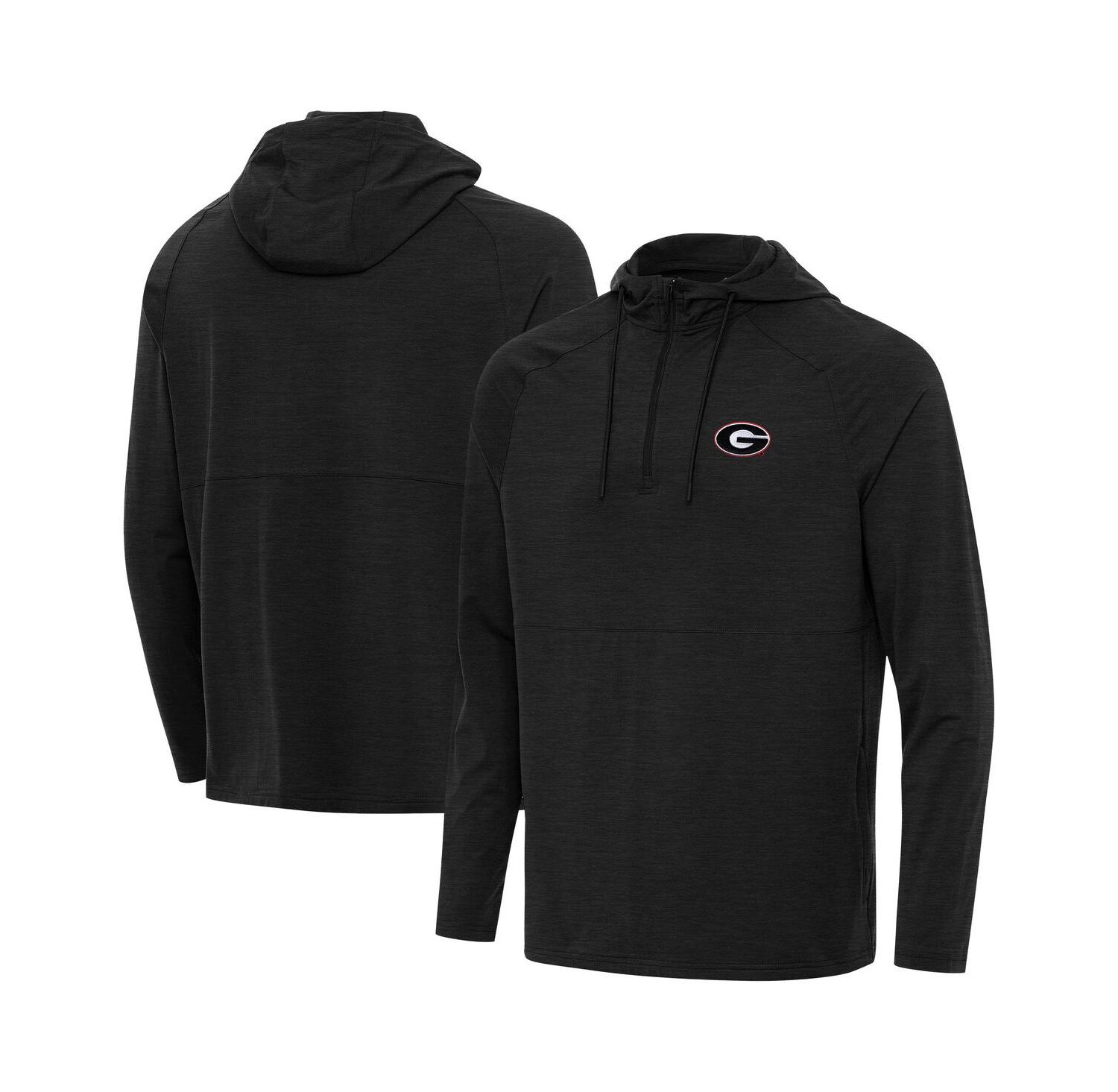 Men's Heather Black Georgia Bulldogs Spikes Quarter-Zip Hoodie