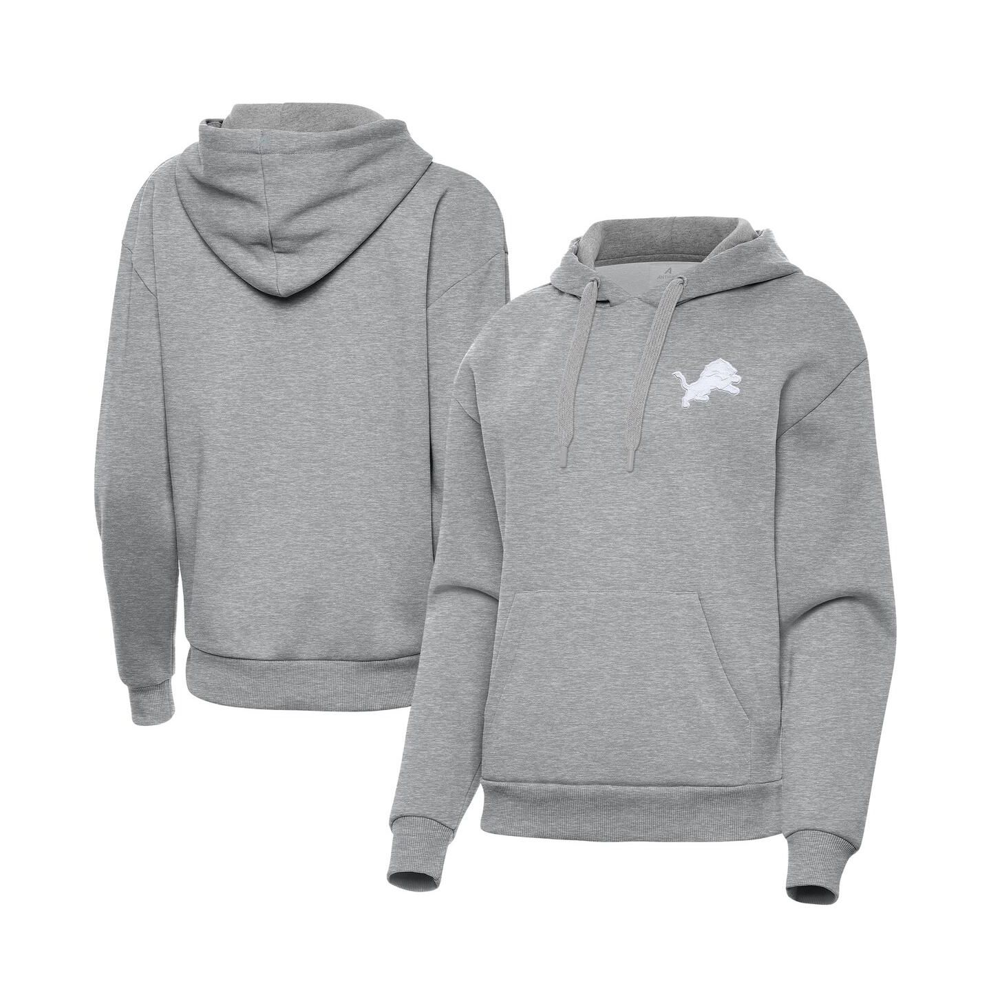 Женское худи Antigua Heather Gray Detroit Lions Victory Pullover — фото 1