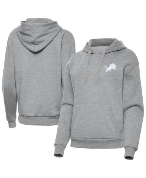 Женское худи Antigua Heather Gray Detroit Lions Victory Pullover