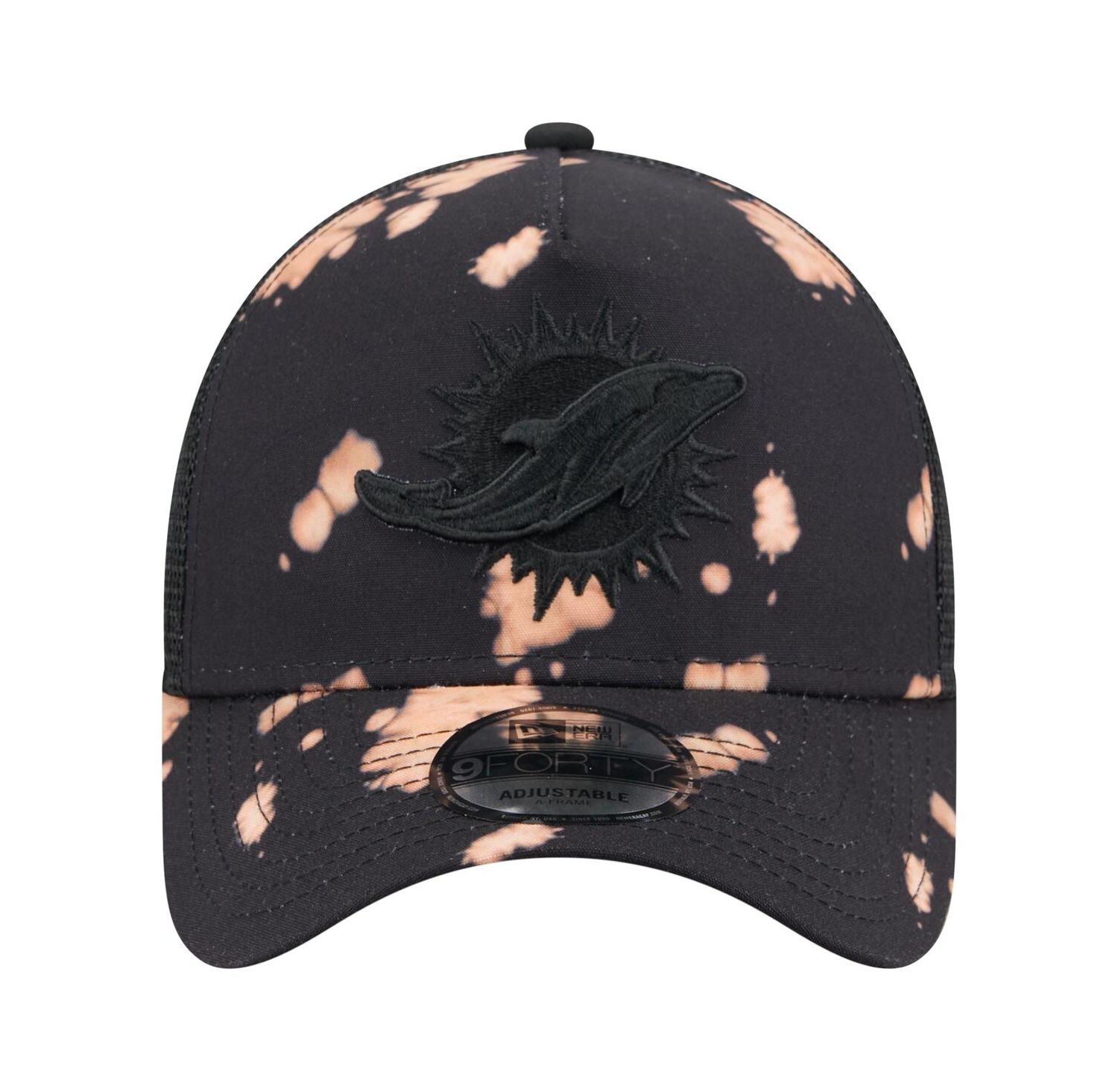 Men's Black Miami Dolphins Bleached 9FORTY A-Frame Adjustable Hat