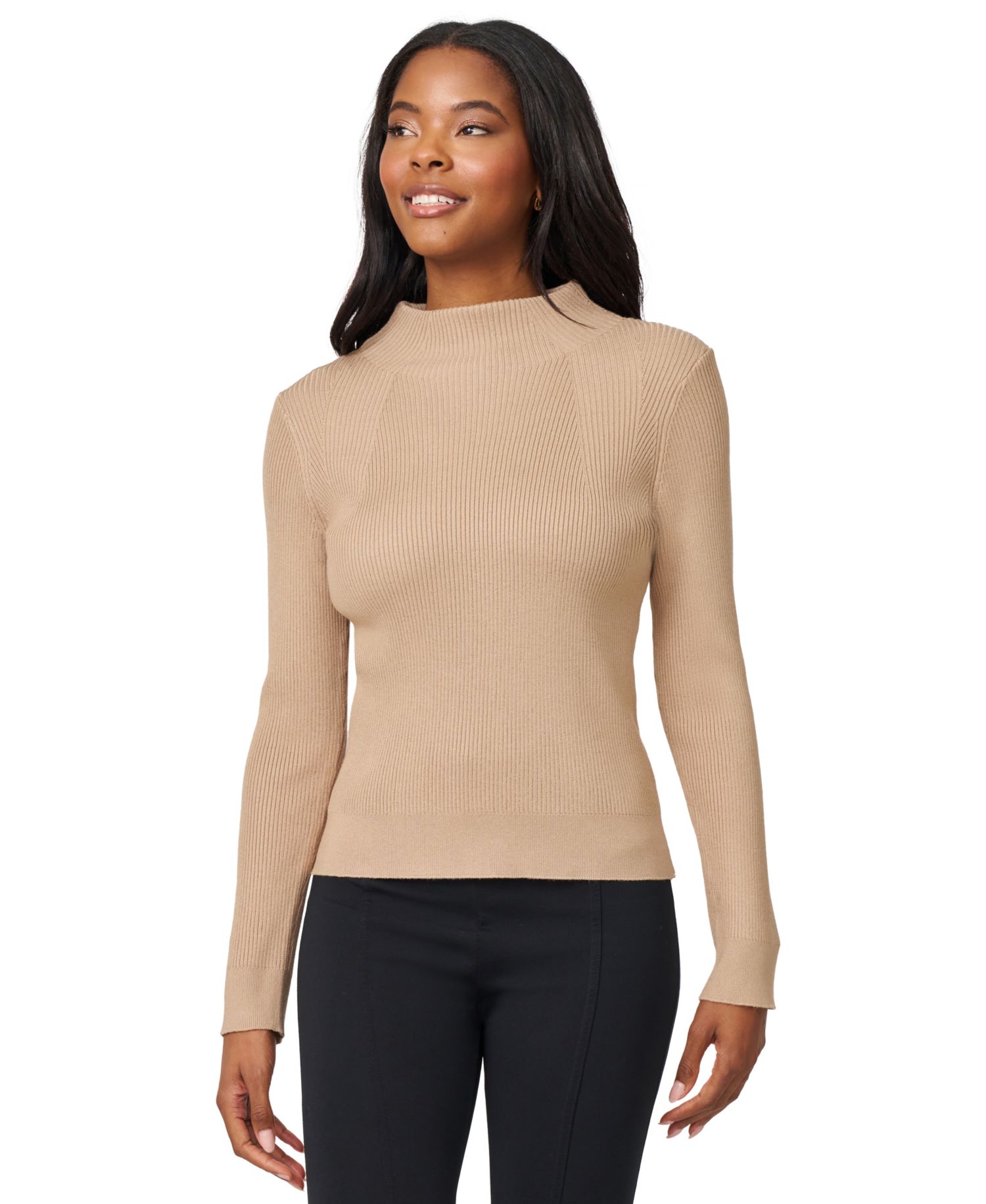 Women's Mock-Neck Rib-Knit Sweater