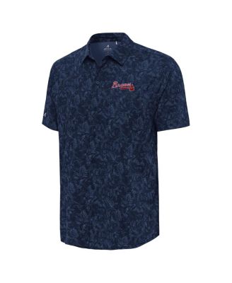 Мужская темно-синяя рубашка Atlanta Braves с пышными рукавами на пуговицах от Antigua