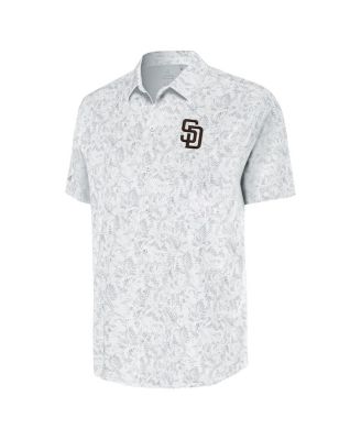 Мужская белая рубашка San Diego Padres с пышными рукавами на пуговицах от Antigua