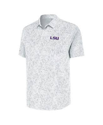 Мужская белая рубашка LSU Tigers Lush на пуговицах от Antigua