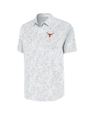 Мужская белая рубашка Texas Longhorns с пышными рукавами на пуговицах от Antigua