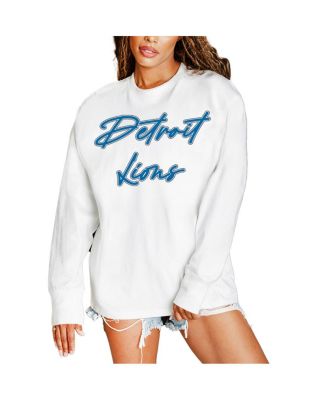 Women's White Detroit Lions Classic Comeback Oversized Long Sleeve T-Shirt