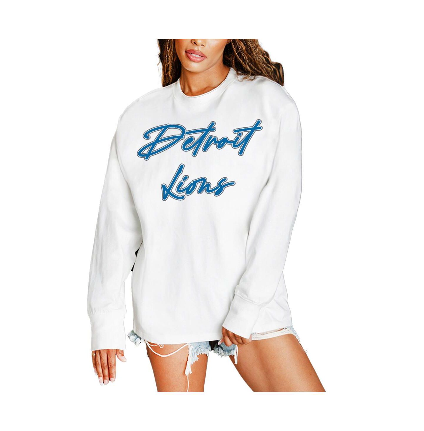 Женская футболка Gameday Couture White Detroit Lions Classic Comeback Oversized Long Sleeve — фото 1