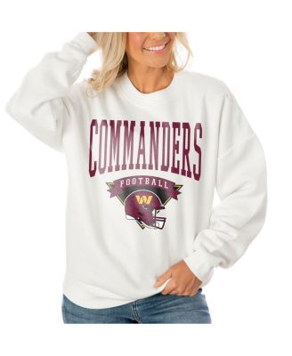 Women's White Washington Commanders Oversized Line Pullover Sweatshirt