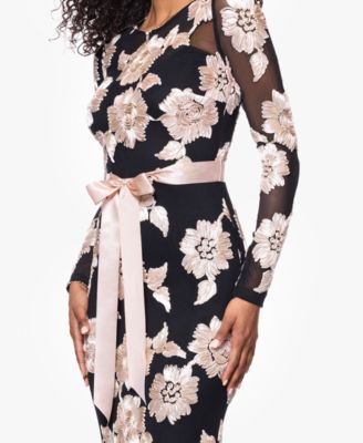 Petite Jacquard Printed Long Sheath Dress