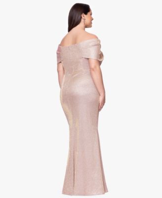 Plus Size Off-The-Shoulder Long Sheath Dress