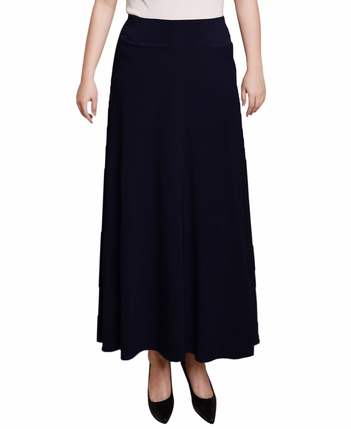 Petite Wide Yoked Maxi Skirt - Navy