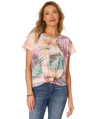 Democracy - Petite Twist-Front Dolman-Sleeve Knit Top