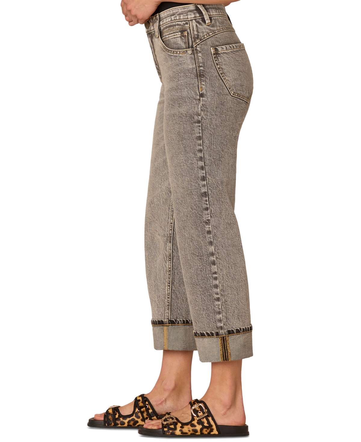 Democracy Petite "ab" Solution High Rise Cropped Boyfriend Jeans In Gray