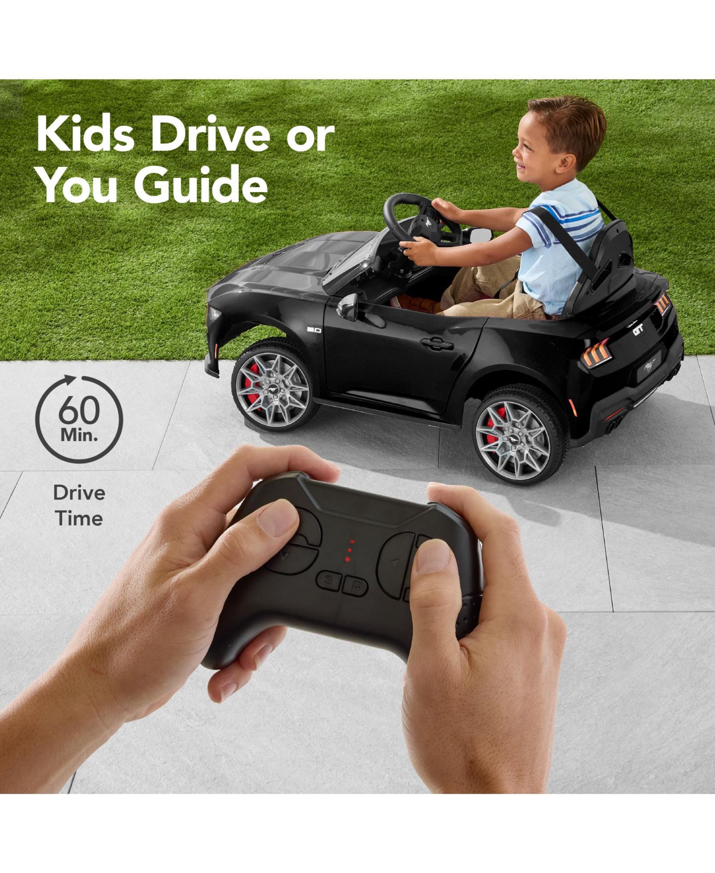 Детская игрушка Best Choice Products Ford Mustang 42"L Electric Ride-On Car with Remote Control & LED Lights, 66 lbs. Capacity, Ages 3+, цвет: Чёрный — фото 4