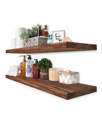 2 Pack 35" Solid Wood Floating Shelves